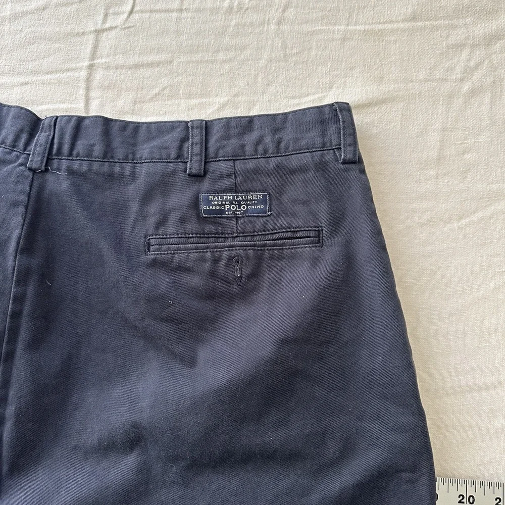 Polo Ralph Lauren Prospect Shorts Mens 38  Blue Cotton Classic Chino Flat Front‎